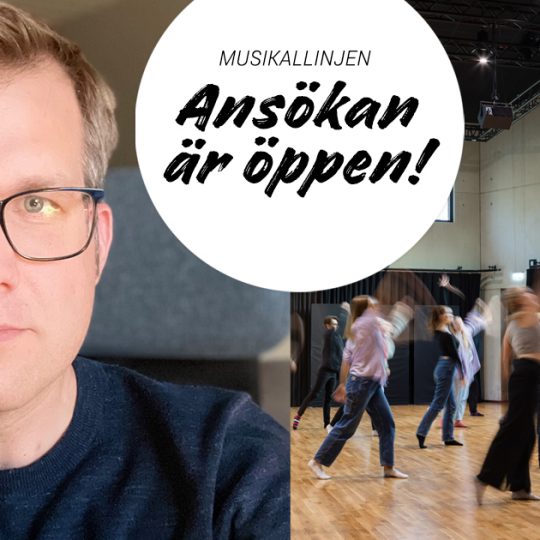 Musikallinjen: Ansökan är öppen! Bild av Nils Petter Ankarblom och musikalklassens danslektion i multirummet